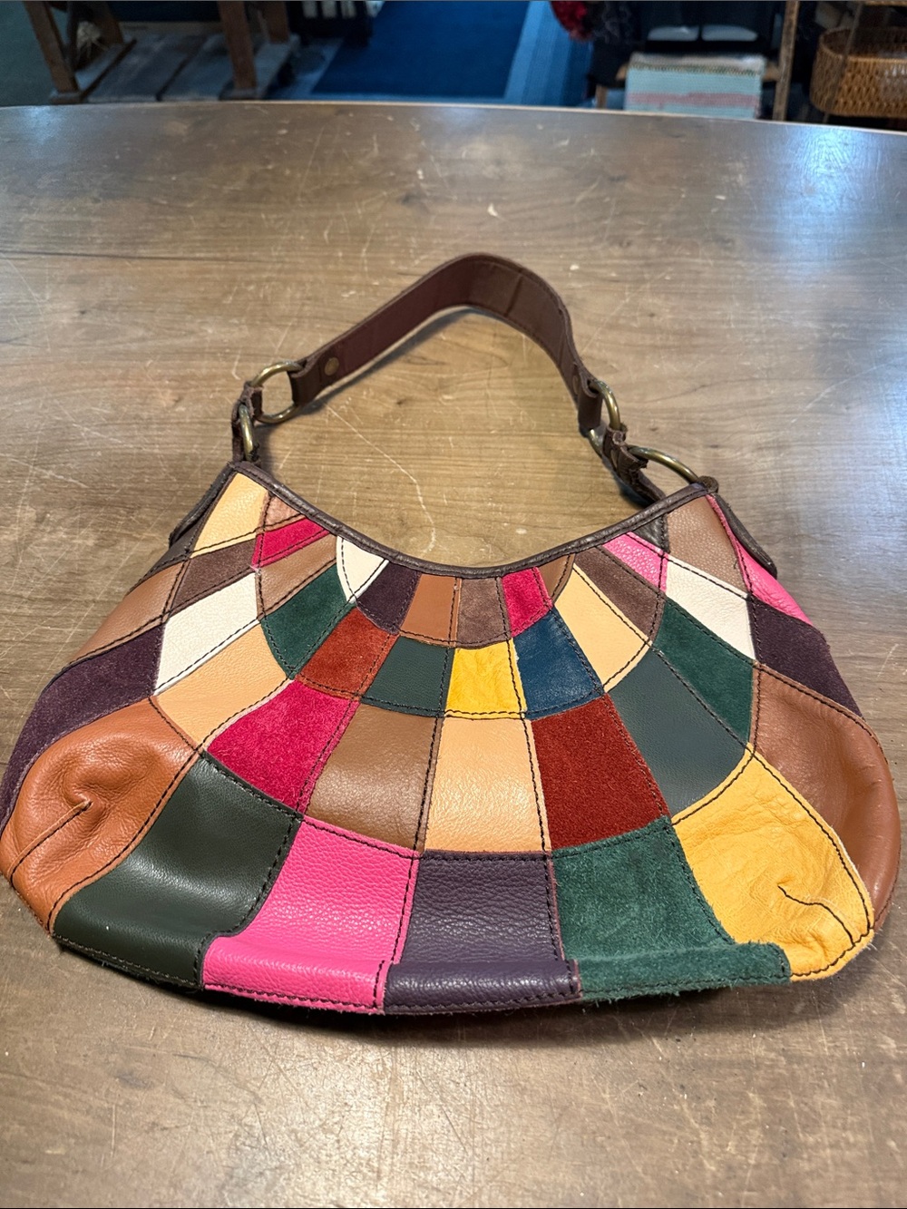 Lucky Brand Multicolor Patchwork Leather Hobo Bag. (Of)